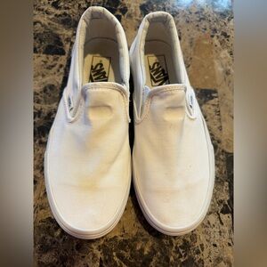 Vans Classic White Canvas Slip-Ons